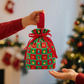 🍎Weihnachts-Samt-Geschenktaschen, Kordelbeutel mit Griff, Weihnachtsmann Geschenksäcke für Heiligabend Äpfel, Süßigkeiten und kleine Geschenke