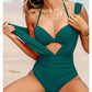 🏖️Letzter Tag Sonderverkauf 49% Rabatt🩱Tief ausgeschnittener, geraffter Badeanzug mit Neckholder-BH im zweiteiligen Set