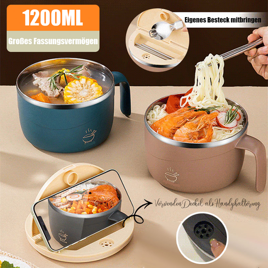 ⏳Letzter Tag 50% Rabatt!💕304 Edelstahl-Multifunktionsschale mit Verbrühungsschutz und großem Fassungsvermögen für Instantnudeln