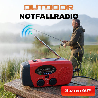 ⏳ Solar-Kurbelradio mit AM/FM-Empfang – 3-LED-Taschenlampe, USB-Notladefunktion und 600-mAh-Akku-Gcom