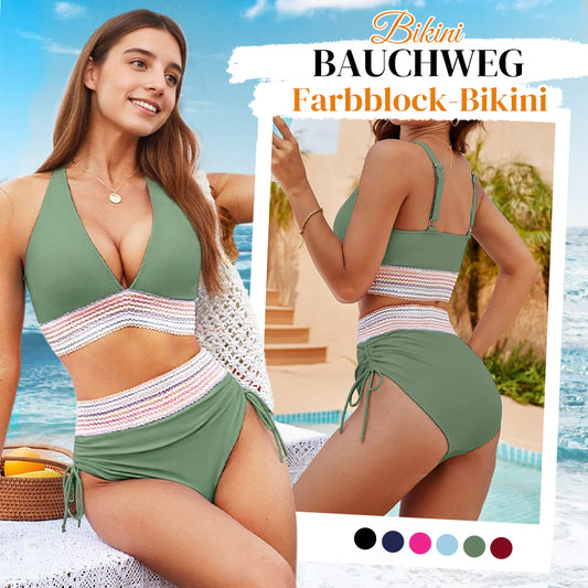 🔥2025 Neuer Typ 49% Rabatt💥👙Hoch taillierte Bikini-Sets mit Bauchkontrolle und Farbblock-Design