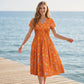 🌺👗Damenkleid mit V-Ausschnitt, Blumenmuster und gedrehter Taille