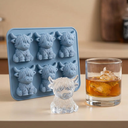🐮 Mini-Highland-Cow-Eiswürfelform – niedliche 3D-Eiswürfel für Getränke, Partys & Geschenke