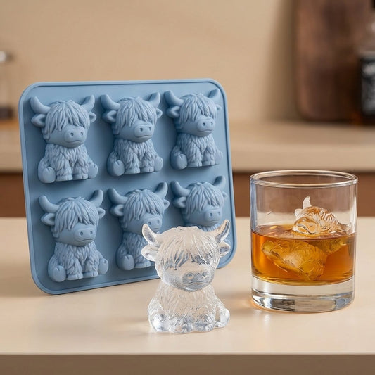 🐮 Mini-Highland-Cow-Eiswürfelform – niedliche 3D-Eiswürfel für Getränke, Partys & Geschenke