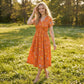 🌺👗Damenkleid mit V-Ausschnitt, Blumenmuster und gedrehter Taille