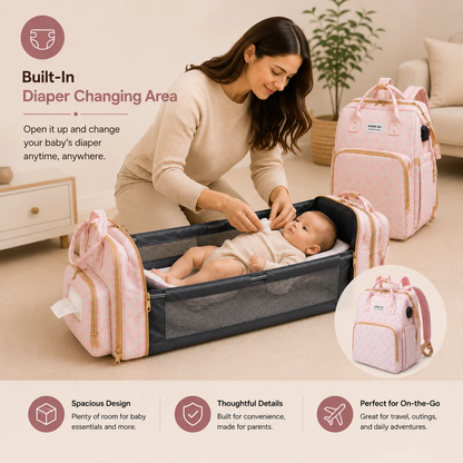 🍼 4-IN-1 WICKELRUCKSACK | TRAGBARES BABY-REISEBETT MIT MOSKITONETZ 🛏️