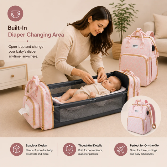 🍼 4-IN-1 WICKELRUCKSACK | TRAGBARES BABY-REISEBETT MIT MOSKITONETZ 🛏️