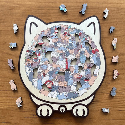 🎅Weihnachtsverkauf 49% Rabatt🐱135-Stk. Morandi-farbiges Katzenpuzzle aus Holz🎁