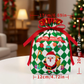 🍎Weihnachts-Samt-Geschenktaschen, Kordelbeutel mit Griff, Weihnachtsmann Geschenksäcke für Heiligabend Äpfel, Süßigkeiten und kleine Geschenke