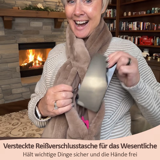 🔥Neujahrsangebot €12.99!!⚡50K+ verkauft!🧣Ultraweicher Kunstfell-Durchziehschal mit geheimer Reißverschlusstasche