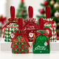 🍎Weihnachts-Samt-Geschenktaschen, Kordelbeutel mit Griff, Weihnachtsmann Geschenksäcke für Heiligabend Äpfel, Süßigkeiten und kleine Geschenke