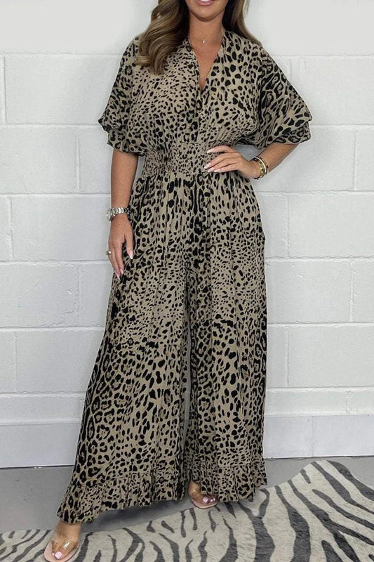 🔥🐆Letzter Tag der Aktion 49% Rabatt👗Leopardenmuster lässiger weiter Jumpsuit