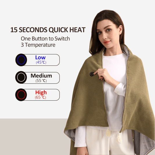 🔥Weihnachts-Sale: 50 % Rabatt ❄️Tragbarer USB-beheizter Shawl, weiche Reißverschluss-Heizdecke, elektrischer Wärmeumhang für den Winter