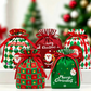 🍎Weihnachts-Samt-Geschenktaschen, Kordelbeutel mit Griff, Weihnachtsmann Geschenksäcke für Heiligabend Äpfel, Süßigkeiten und kleine Geschenke