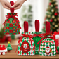 🍎Weihnachts-Samt-Geschenktaschen, Kordelbeutel mit Griff, Weihnachtsmann Geschenksäcke für Heiligabend Äpfel, Süßigkeiten und kleine Geschenke