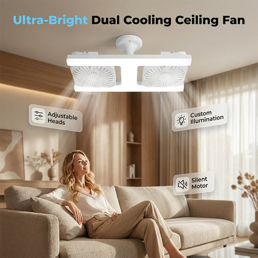 💥Letzter Tag Sonderangebot: 49 % Rabatt✨Deckenventilator mit Doppelkopf und LED-Licht – modernes Design mit Fernbedienung für Wohnzimmer & Schlafzimmer