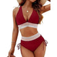 🔥Letzter Tag Spezial Preis €16.99!👙Hoch taillierte Bikini-Sets mit Bauchkontrolle und Farbblockdesign