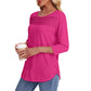 💕Letzter Tag 50 % Rabatt👚Damen T-Shirt mit Faltendetails und 3/4-Ärmeln im lässigen Stil🌞