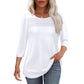 💕Letzter Tag 50 % Rabatt👚Damen T-Shirt mit Faltendetails und 3/4-Ärmeln im lässigen Stil🌞