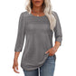 💕Letzter Tag 50 % Rabatt👚Damen T-Shirt mit Faltendetails und 3/4-Ärmeln im lässigen Stil🌞