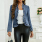🔥Letzter Tag: 60% Rabatt!⏰👖Damen-Jeansjacke mit Rüschenbesatz und offenem Vorderteil – Leicht und feminin – Vielseitig und schick✨