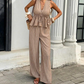 👕 NUR FÜR KURZE ZEIT: 50 % RABATT! ✨Set aus gestreiftem Damen-Top mit V-Ausschnitt und weit geschnittener Hose