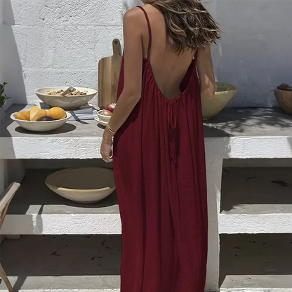 🎁Letzter Tag der Aktion: 49 % Rabatt🔥Damen lässiges rückenfreies Maxikleid mit Spaghettiträgern