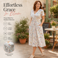🌺👗Damenkleid mit V-Ausschnitt, Blumenmuster und gedrehter Taille